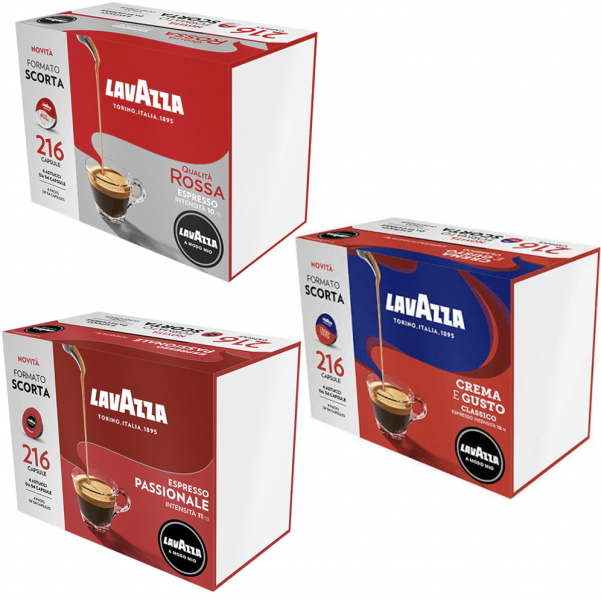 432 capsule caffè lavazza A MODO MIO MIX A SCELTA ( PASSIONALE CREMA E  GUSTO QUALITA ROSSA )